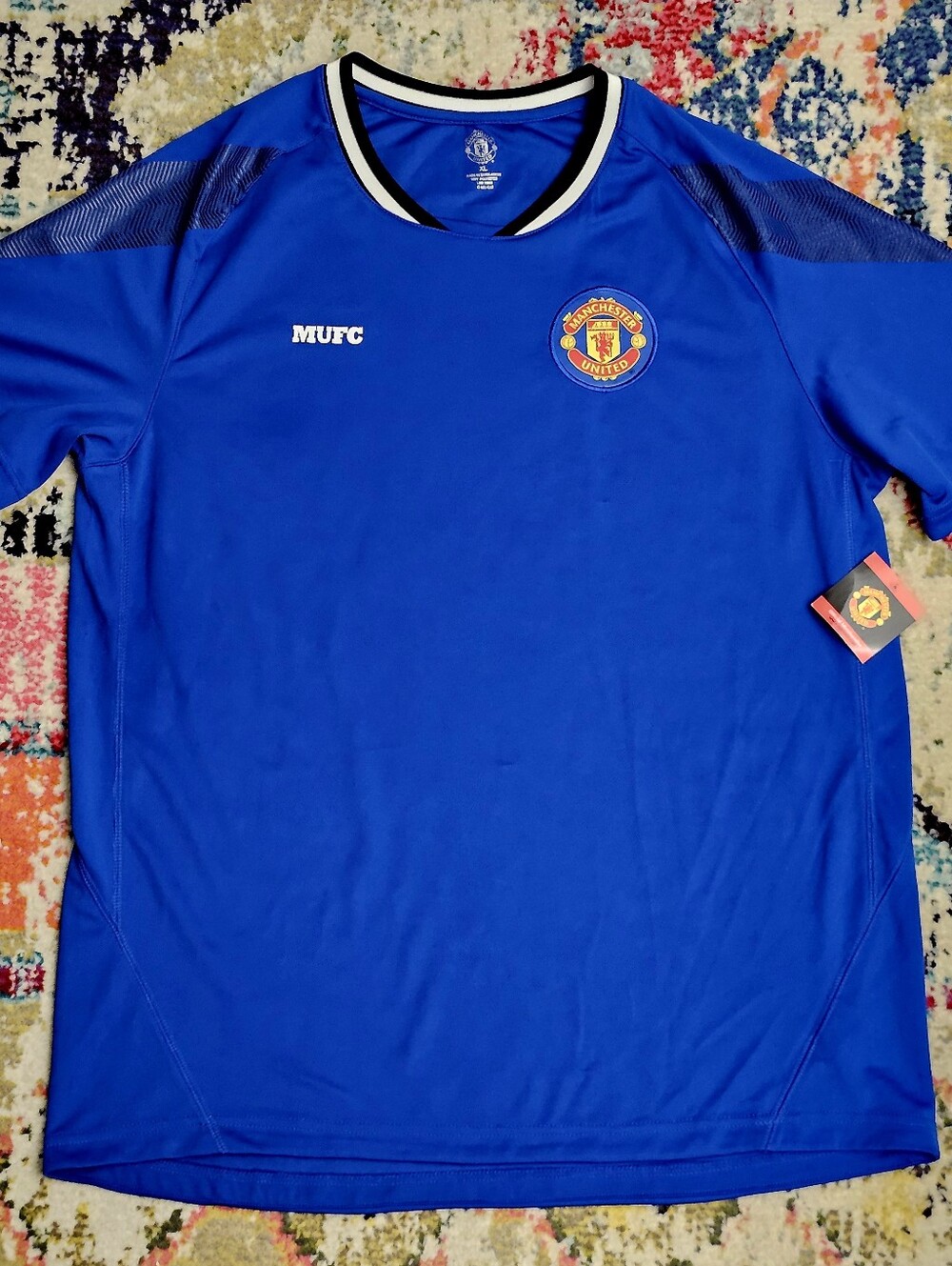 MANCHESTER UNITED Jersey Blue MUFC Soccer Futbol Shirt Polyester Men's XL